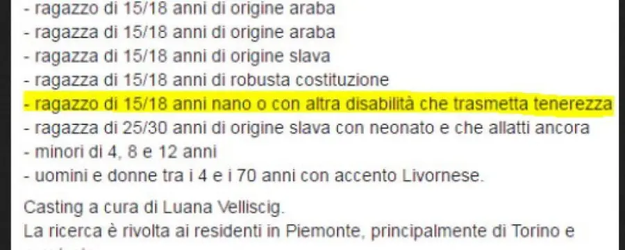 Cercasi nano o disabile che trasmetta tenerezza: Velliscig licenziata per post scandaloso