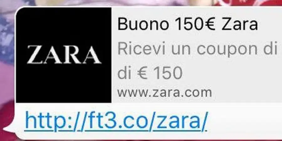 WhatsApp: messaggio buono acquisto Zara è truffa!
