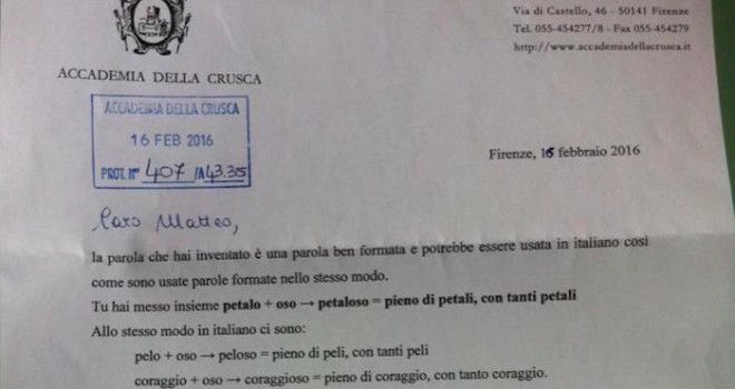 Copparo, Bimbo Inventa Aggettivo "Petaloso": Ok della Crusca