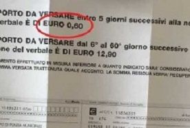 Automobilista riceve multa da 60 centesimi