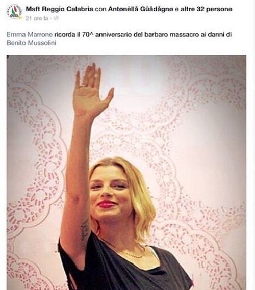 Emma Marrone denuncerà Fiamma Tricolore: saluto romano su Fb