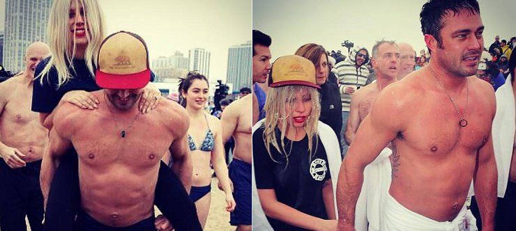 Lady Gaga, tuffo nelle fredde acque del Michigan con Taylor Kinney