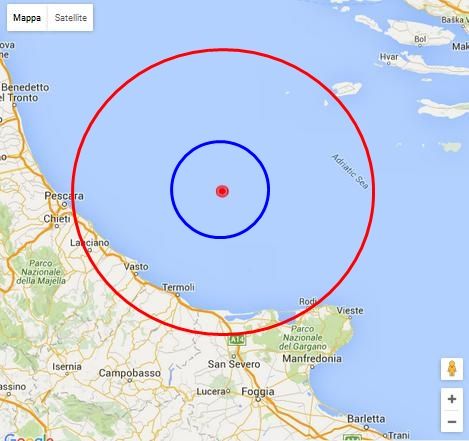 Terremoto Mar Adriatico avvertito a Pescara