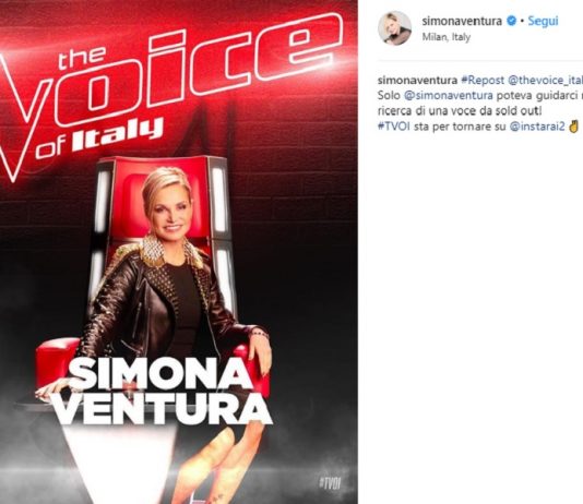Simona Ventura The Voice of Italy, il messaggio su Instagram