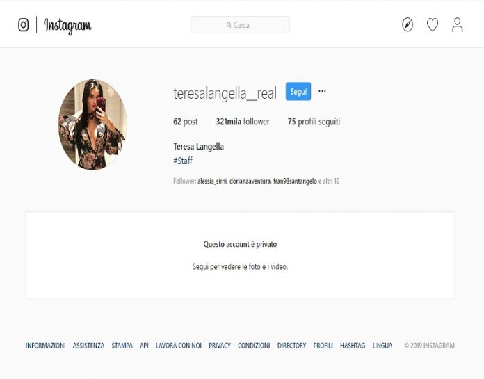 Teresa Langella chiude Instagram dopo Uomini e Donne by Night